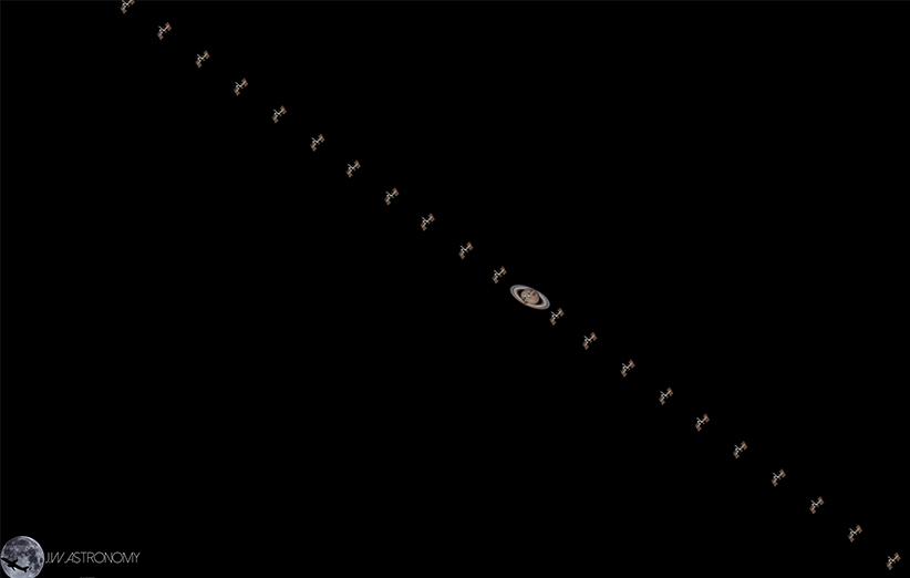  تصویر نجومی روز ناسا (۲ بهمن ۹۴): گذر ایستگاه فضایی از مقابل زحل
